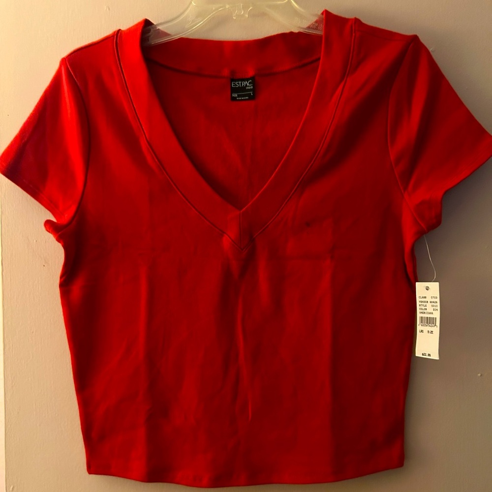3/$15 Pacsun Red V Neck Slim Fitting Shirt Size L